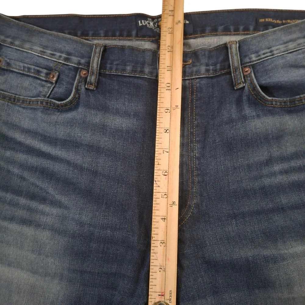 Lucky Brand 181 Relaxed Straight Mens Blue Jeans 36x32 Medium Wash Denim